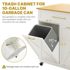 Rolling Kitchen Island Mobile Cart with Trash Can Storage Cabinet
