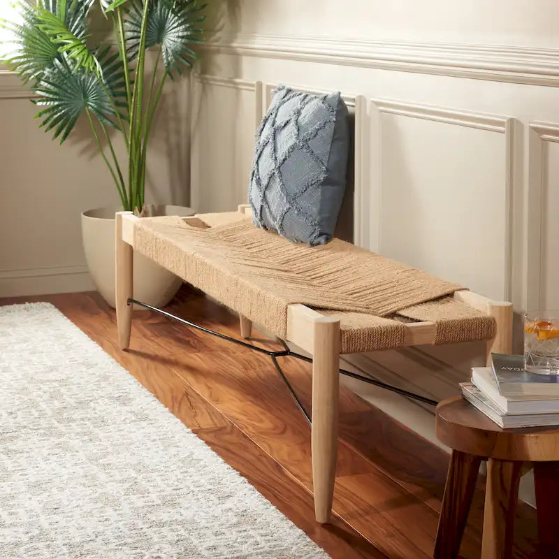 SAFAVIEH Manuela Jute Bench - 64 Wx16.75 Dx16 H - 64Wx17Dx16H