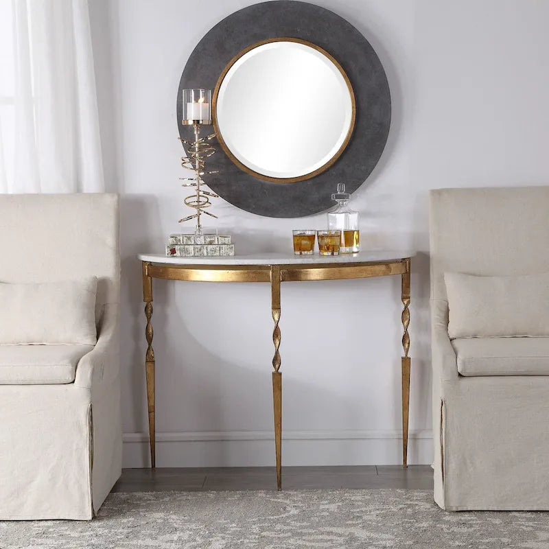 Long Marble Top Iron Console Table