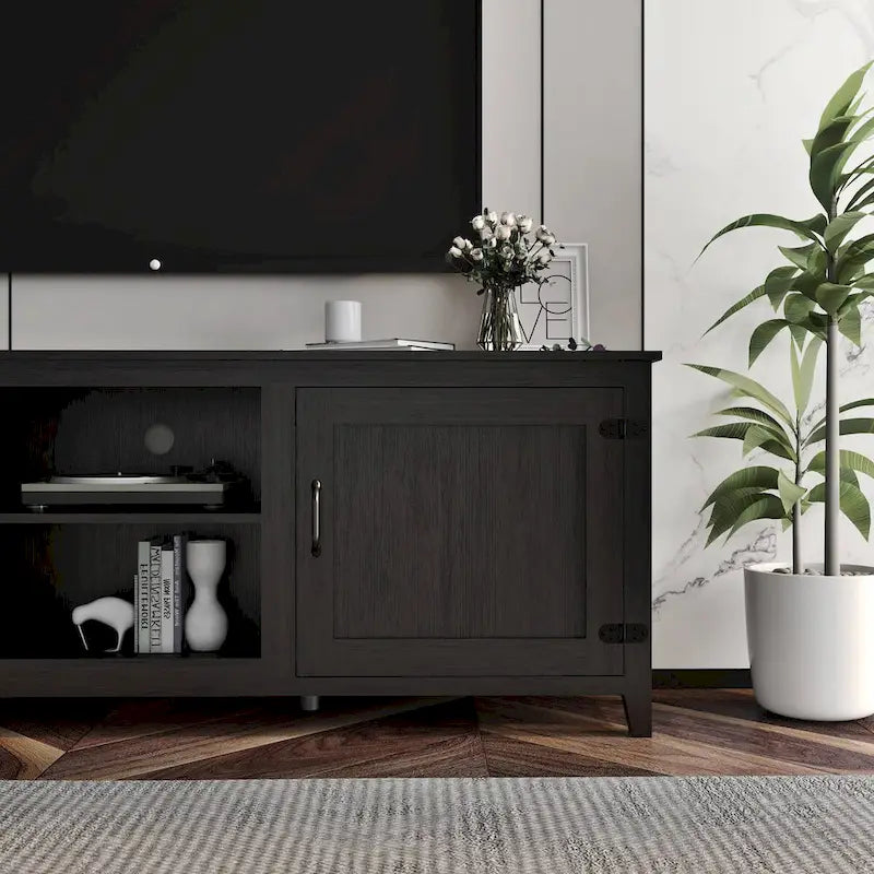 TV Stand for 75 Inch TV, Entertainment Center with Two Doors and 4 Open Storage Compartments TV Console Media Cabinet
