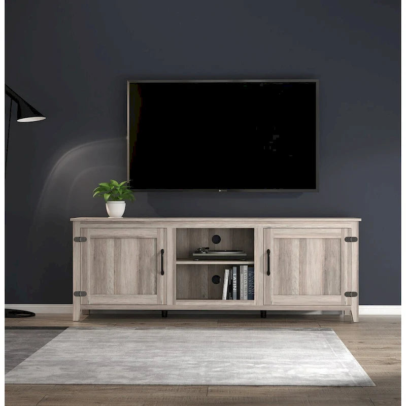 TV Stand for 75 Inch TV, Entertainment Center with Two Doors and 4 Open Storage Compartments TV Console Media Cabinet