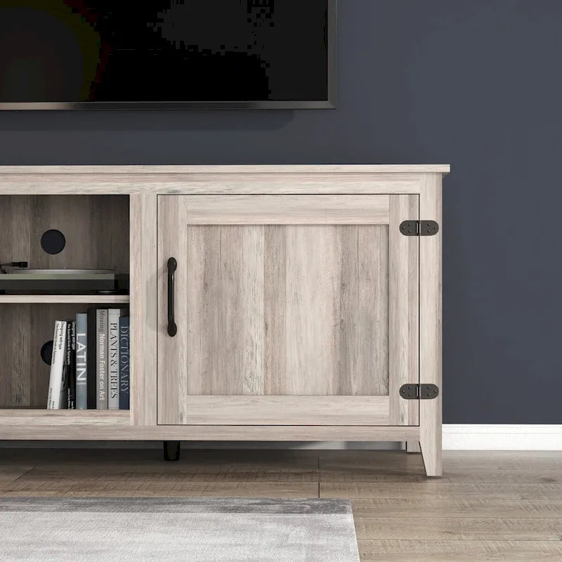 TV Stand for 75 Inch TV, Entertainment Center with Two Doors and 4 Open Storage Compartments TV Console Media Cabinet