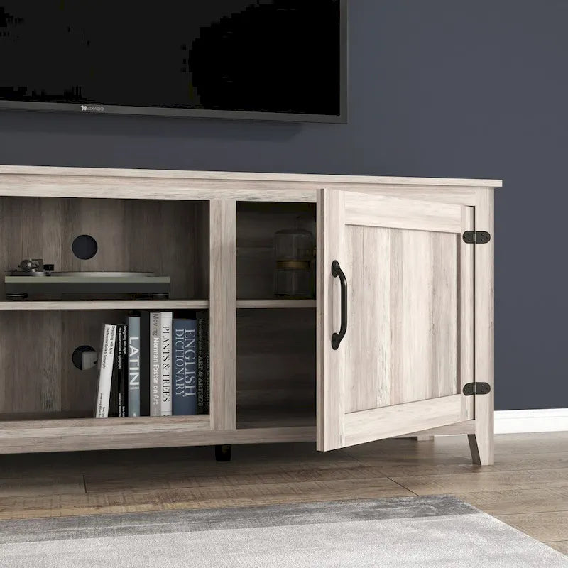 TV Stand for 75 Inch TV, Entertainment Center with Two Doors and 4 Open Storage Compartments TV Console Media Cabinet