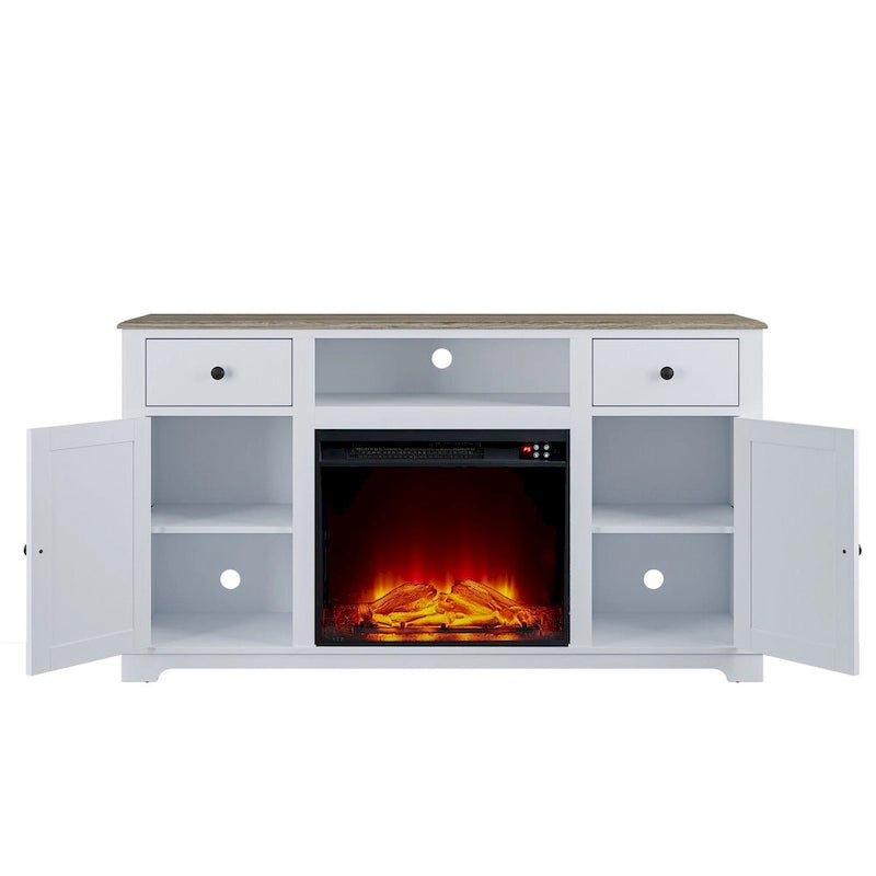 Farmhouse TV Stand with Fireplace for up to 65 TV - 60W x 33H x 15.5D