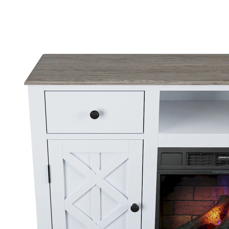 Farmhouse TV Stand with Fireplace for up to 65 TV - 60W x 33H x 15.5D