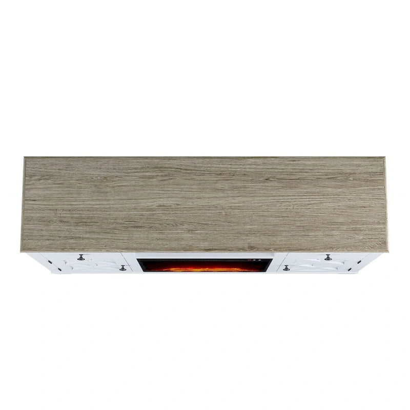 Farmhouse TV Stand with Fireplace for up to 65 TV - 60W x 33H x 15.5D