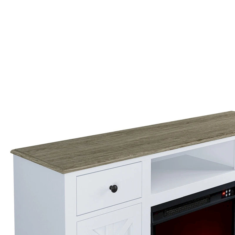 Farmhouse TV Stand with Fireplace for up to 65 TV - 60W x 33H x 15.5D