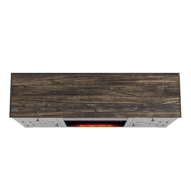 Farmhouse TV Stand with Fireplace for up to 65 TV - 60W x 33H x 15.5D