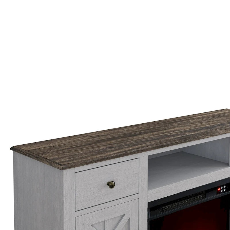 Farmhouse TV Stand with Fireplace for up to 65 TV - 60W x 33H x 15.5D