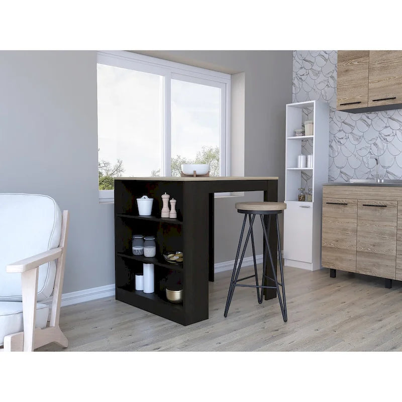 Kitchen Counter Dining Table, Kitchen, Black / Pine