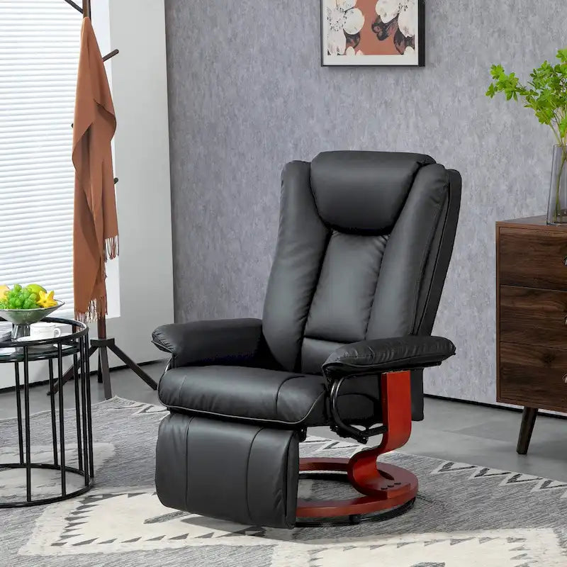 Swivel Recliner Chair, PU Leather Reclining Chair for Living Room, Modern Recliner Sofa with Footrest