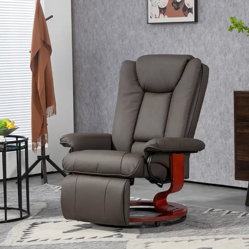 Swivel Recliner Chair, PU Leather Reclining Chair for Living Room, Modern Recliner Sofa with Footrest