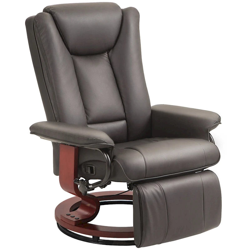 Swivel Recliner Chair, PU Leather Reclining Chair for Living Room, Modern Recliner Sofa with Footrest