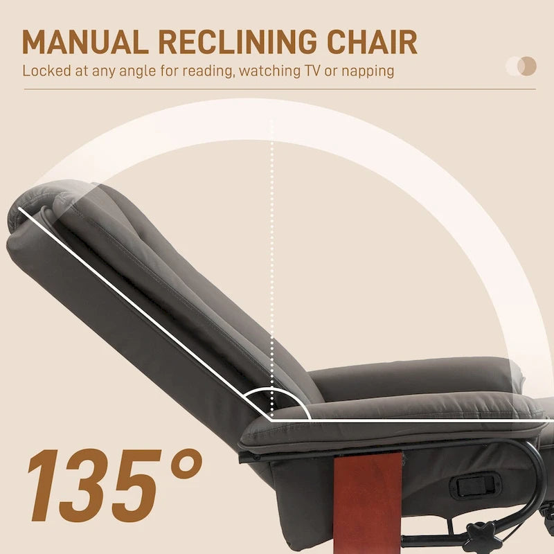Swivel Recliner Chair, PU Leather Reclining Chair for Living Room, Modern Recliner Sofa with Footrest