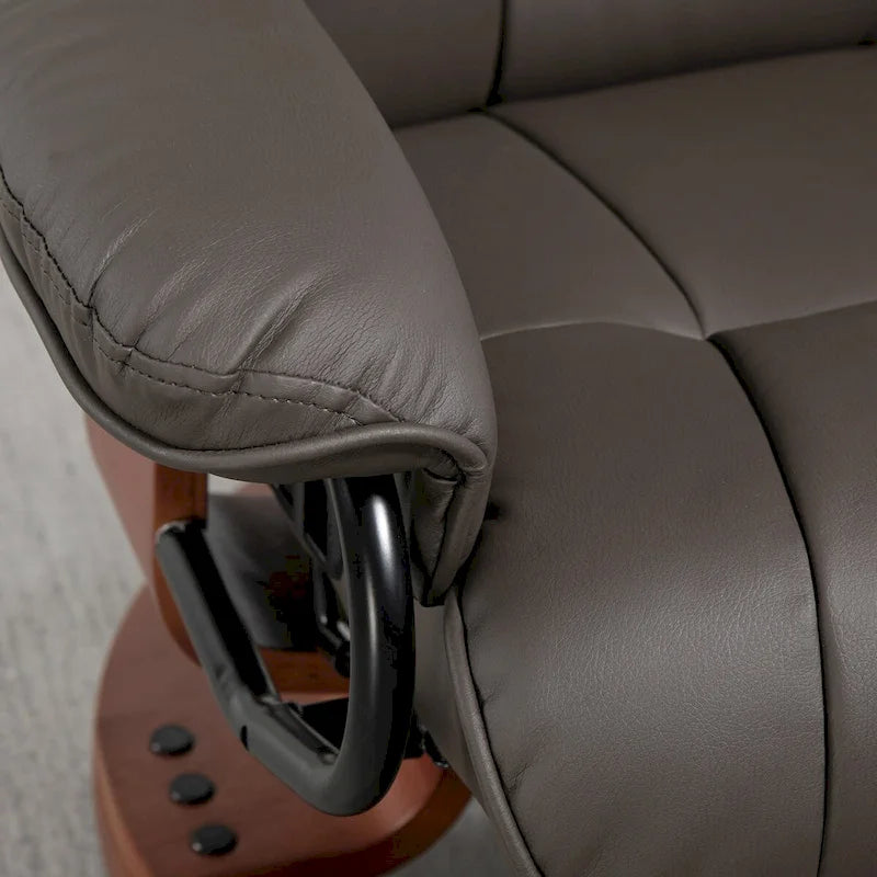 Swivel Recliner Chair, PU Leather Reclining Chair for Living Room, Modern Recliner Sofa with Footrest