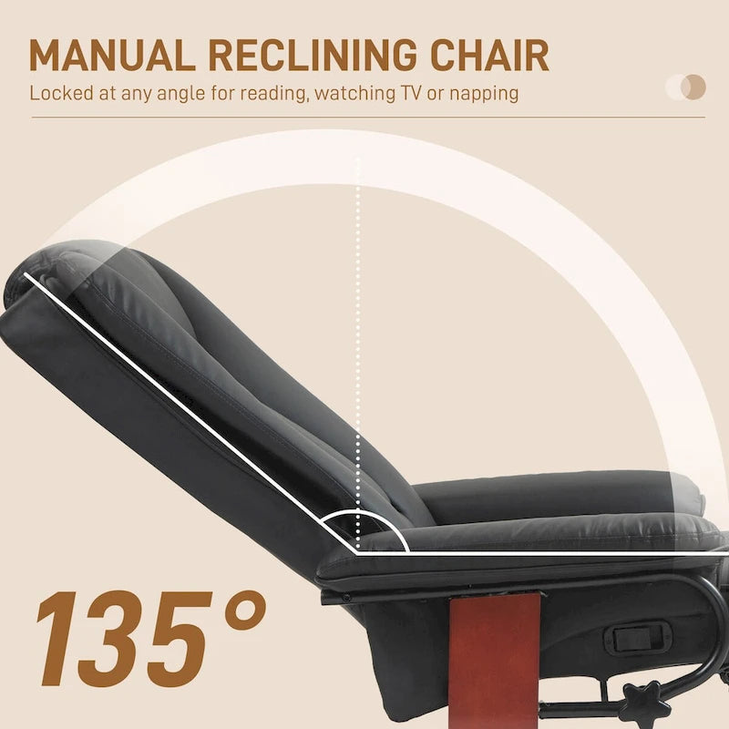 Swivel Recliner Chair, PU Leather Reclining Chair for Living Room, Modern Recliner Sofa with Footrest