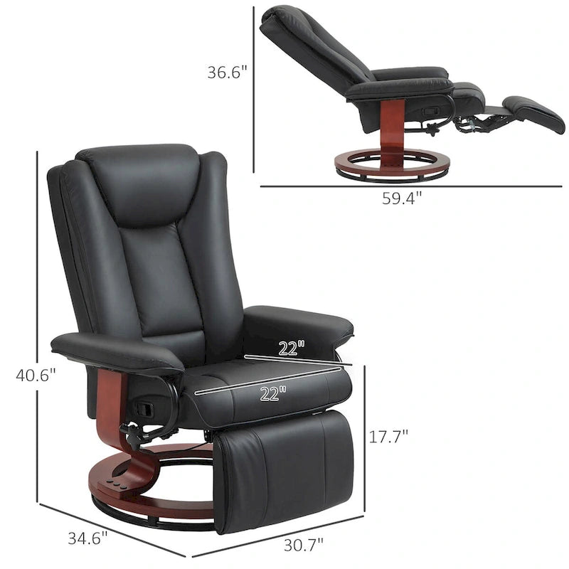 Swivel Recliner Chair, PU Leather Reclining Chair for Living Room, Modern Recliner Sofa with Footrest