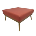 Mid-Century Square Ottoman with Rubberwood Legs