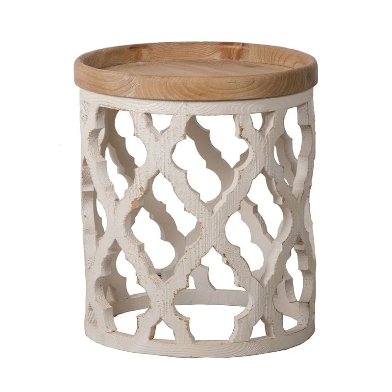 Large Distressed White Side Table