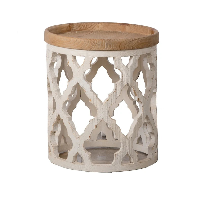 Large Distressed White Side Table