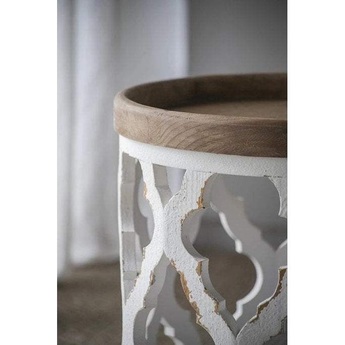 Large Distressed White Side Table