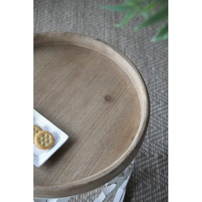 Large Distressed White Side Table