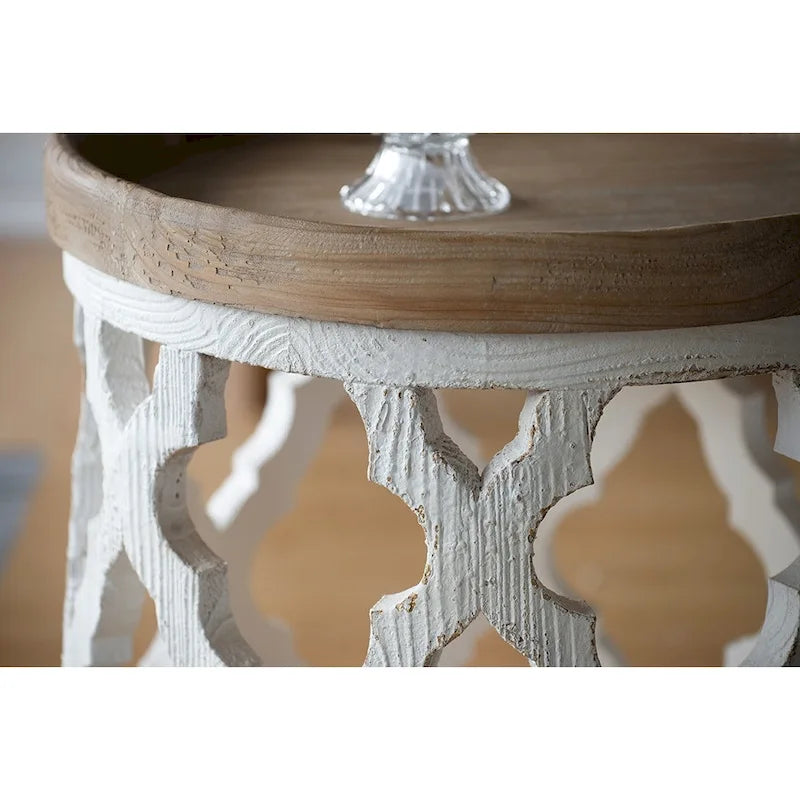 Large Distressed White Side Table