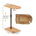 Tavolino con vassoio e altezza regolabile, tavolino laterale a forma di C ovale per divano con scanalature per soggiorno (ovale + rettangolare)