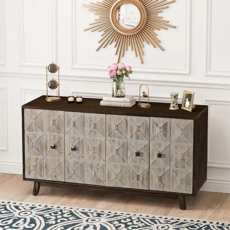Doors Vintage Sideboard,Freestanding Sideboard Storage Cabinet