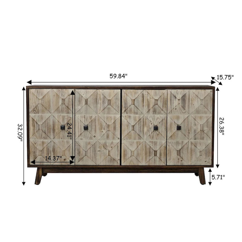Doors Vintage Sideboard,Freestanding Sideboard Storage Cabinet