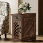Tavolino in legno alto 25.6 pollici, comodino per camera da letto, marrone rustico - 23.6 L x 11.8 W x 25.6 H