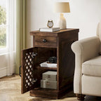 Tavolino in legno alto 25.6 pollici, comodino per camera da letto, marrone rustico - 23.6 L x 11.8 W x 25.6 H