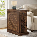 Tavolino in legno alto 25.6 pollici, comodino per camera da letto, marrone rustico - 23.6 L x 11.8 W x 25.6 H