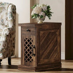 Tavolino in legno alto 25.6 pollici, comodino per camera da letto, marrone rustico - 23.6 L x 11.8 W x 25.6 H