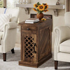 Tavolino in legno alto 25.6 pollici, comodino per camera da letto, marrone rustico - 23.6 L x 11.8 W x 25.6 H