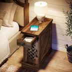Tavolino in legno alto 25.6 pollici, comodino per camera da letto, marrone rustico - 23.6 L x 11.8 W x 25.6 H